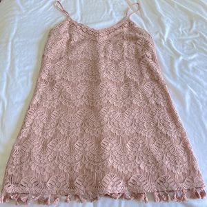 Pink Lace Dress with Tassles
